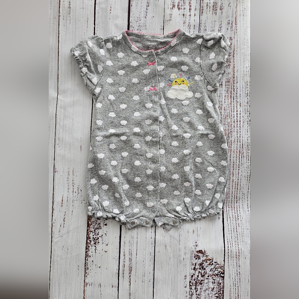 Gray Cloud Pattern Baby Romper